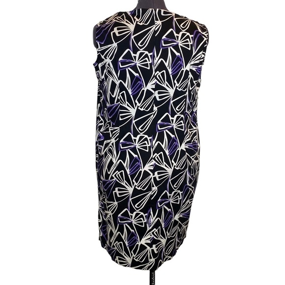 Dana Kay women's size 22W sleeveless sheath midi dress white purple line print - Picture 5 of 7
